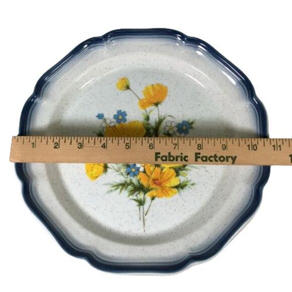 SET OF 4 Mikasa Country Club Amy Dinner Plates CA 503 Blue Yellow Floral 10 3/4" - Picture 10 of 10